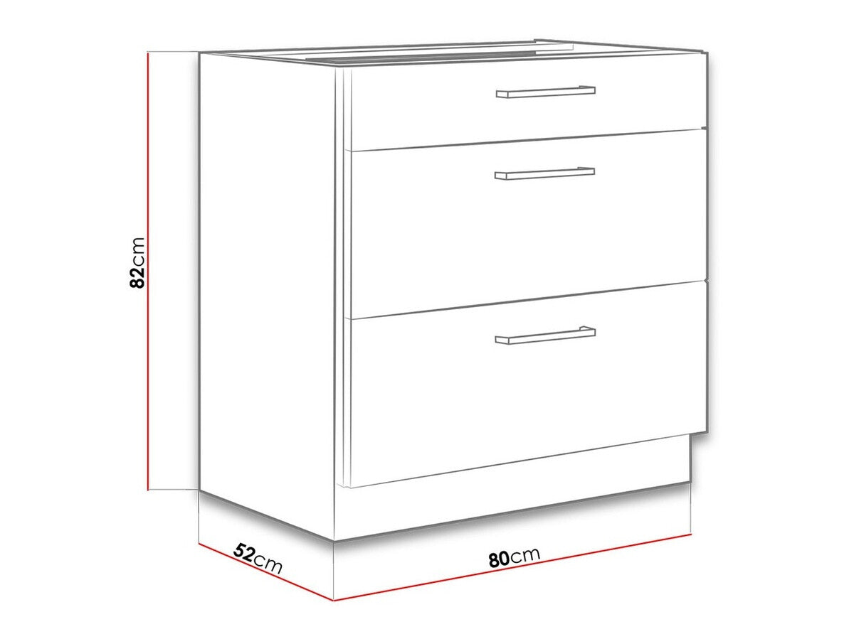 Moduláris szekrény fiókokkal Faline 80 D 3S BB (Vigo), Szín: Lándzsa tölgy + Matera szürke