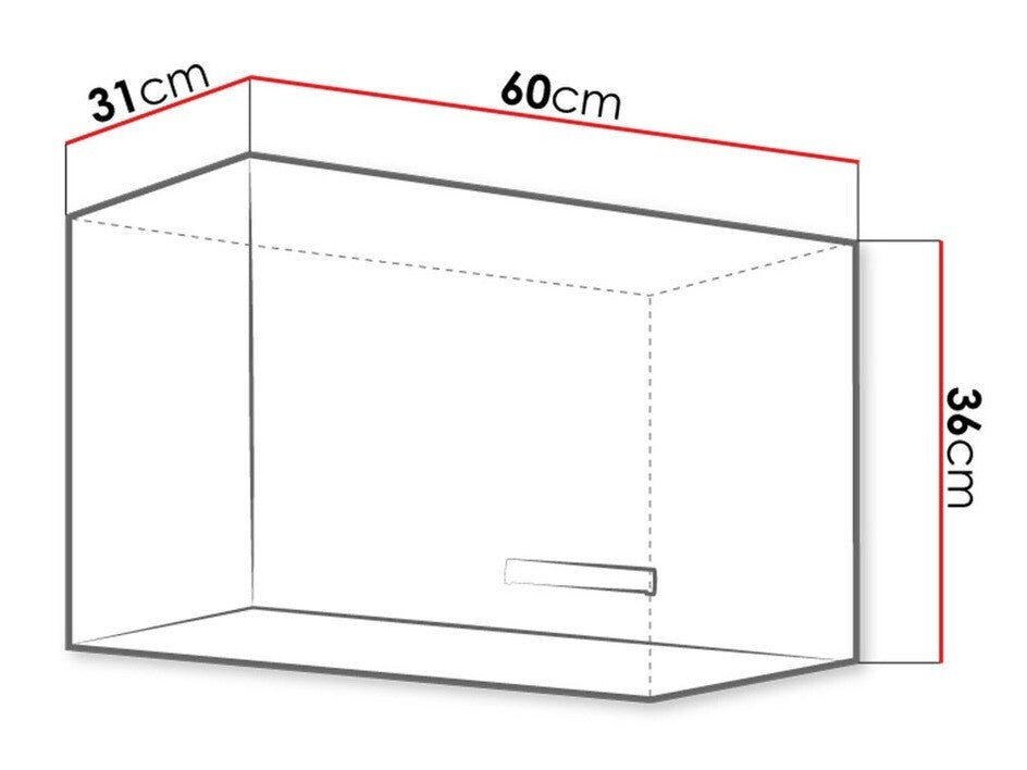 Moduláris fali szekrény Multiline 60 GU-36 1F (60 OK-40) (Szürke + Fényes krém)