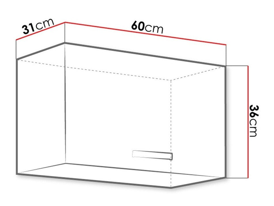 Moduláris fali szekrény Multiline 60 GU-36 1F (60 OK-40) (Szürke + Fényes szürke)