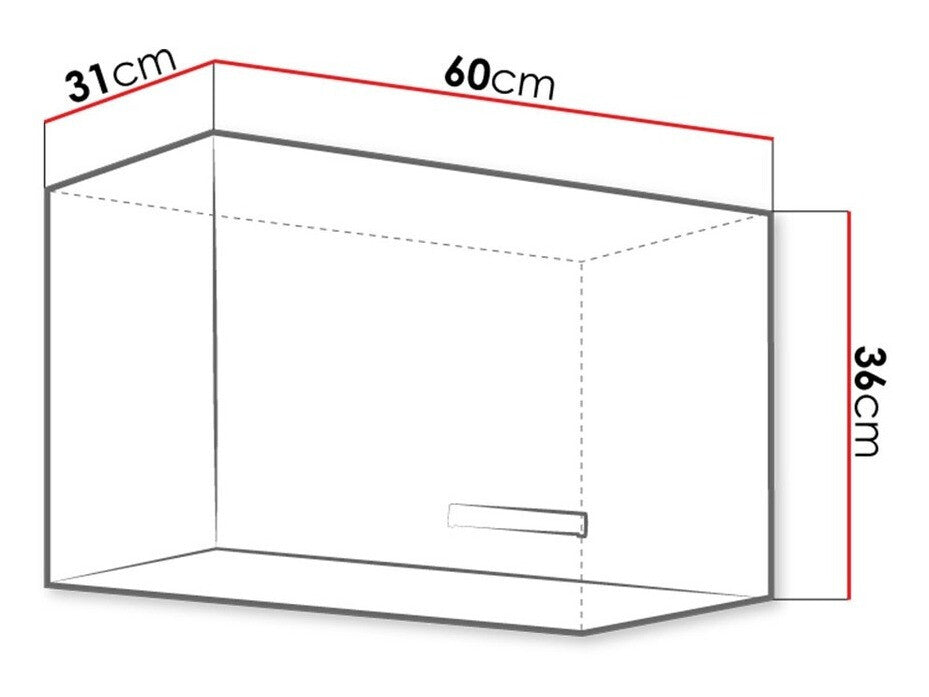 Moduláris fali szekrény Multiline 60 GU-36 1F (60 OK-40) (Szürke + Fényes fehér)