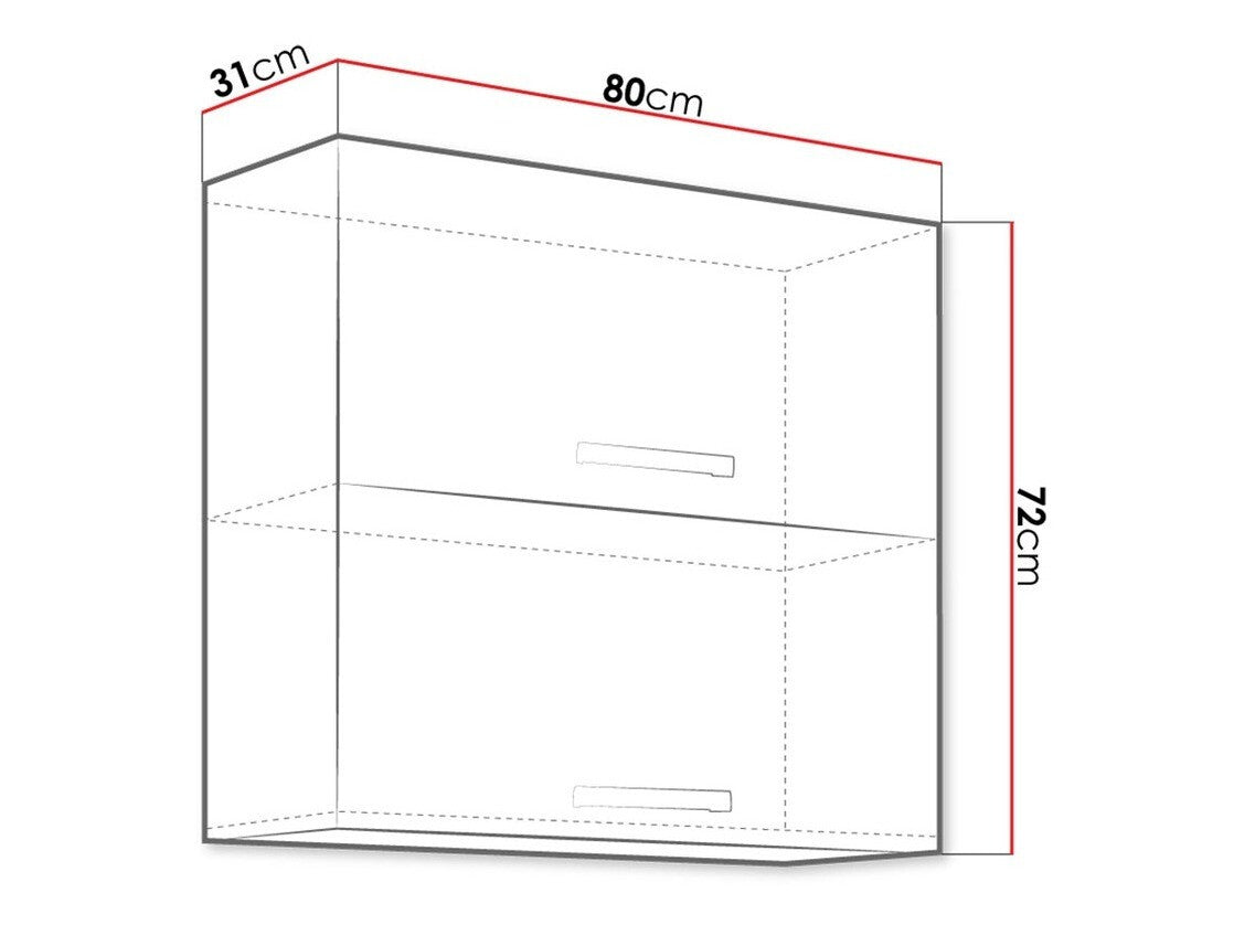 Moduláris fali szekrény Multiline 80 GU-72 (Szürke + Fényes fehér)