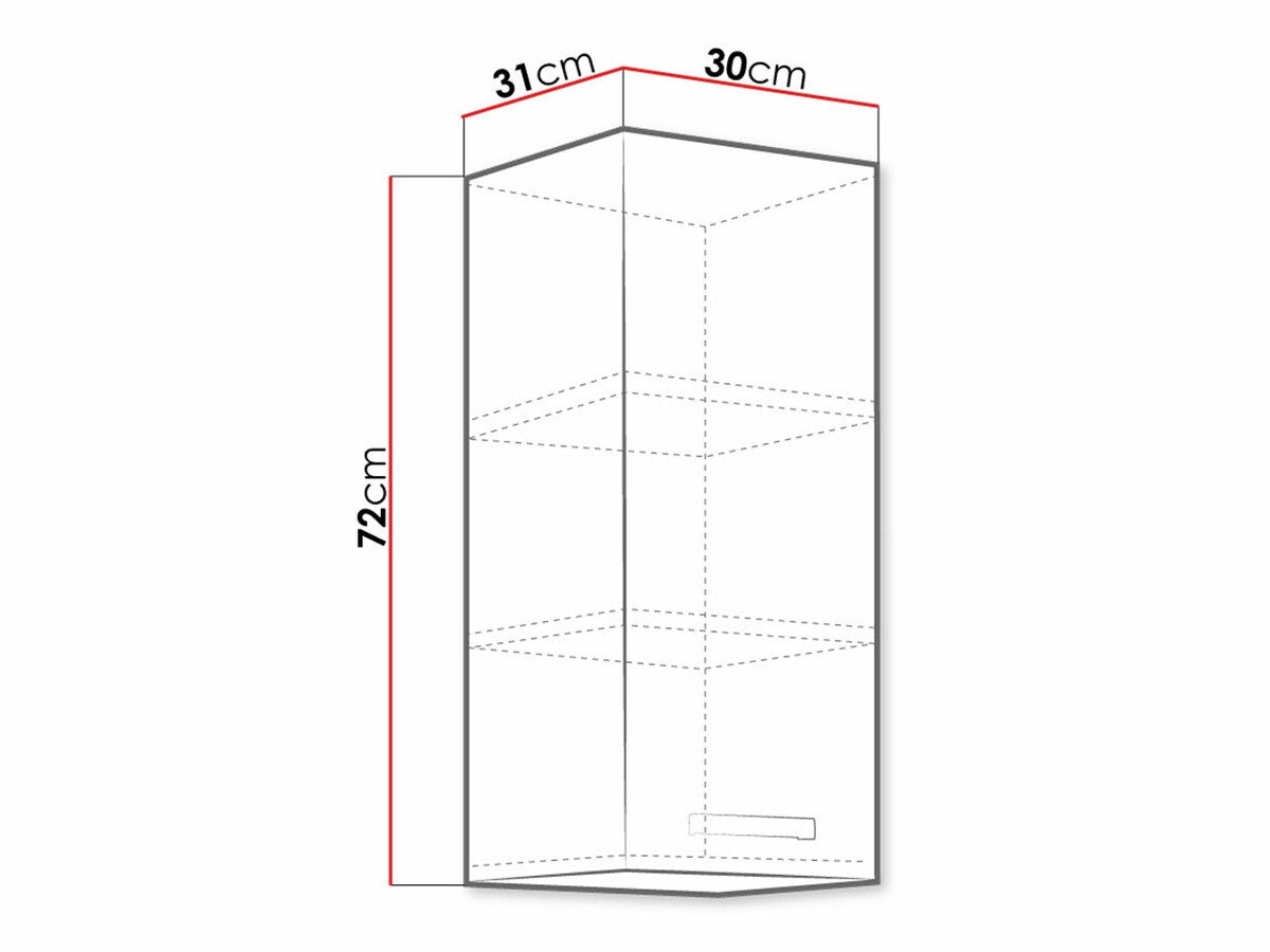 Moduláris fali szekrény Multiline 30 G-72 F (Szürke + Fényes fehér)