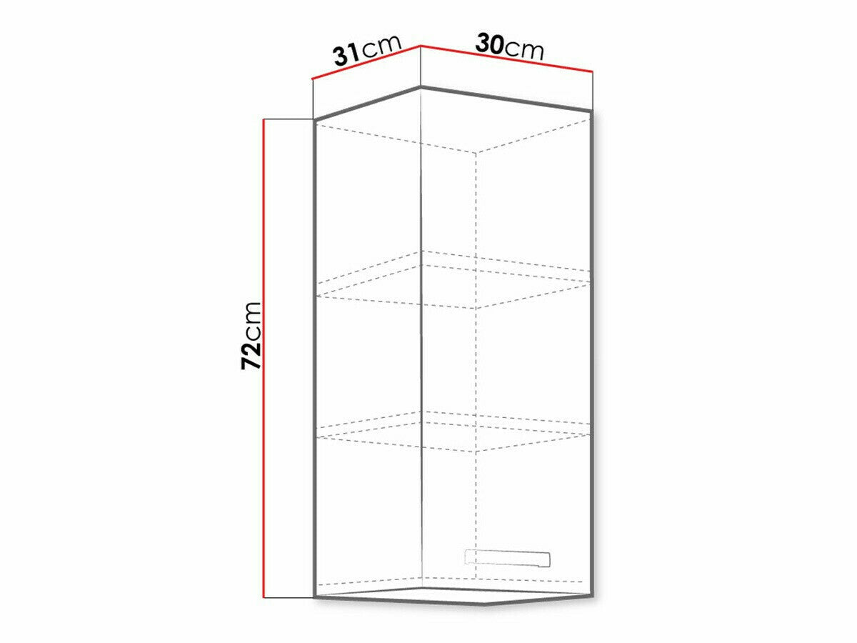 Moduláris fali szekrény Multiline 30 G-72 F (Szürke + Fényes krém)