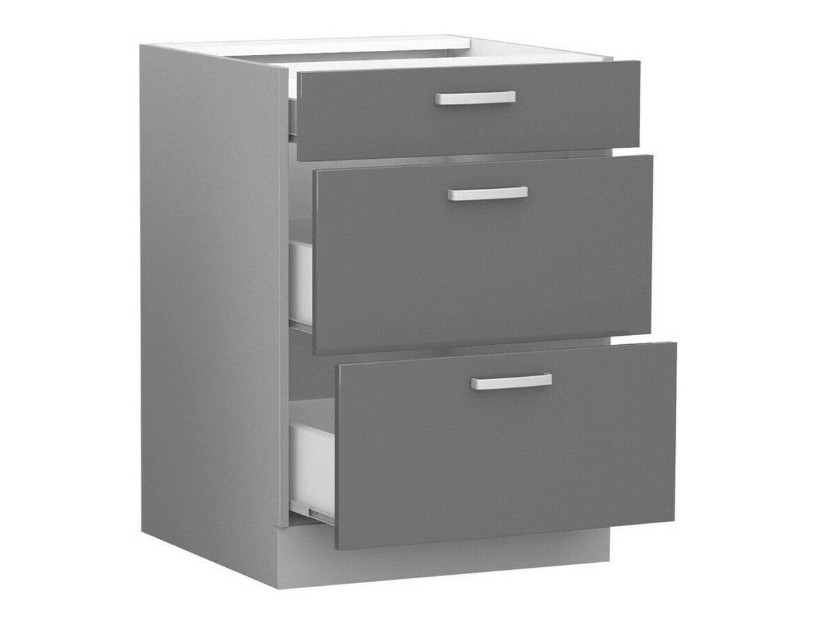 Moduláris szekrény fiókokkal Multiline 60 D 3S BB (Szürke + Fényes krém)