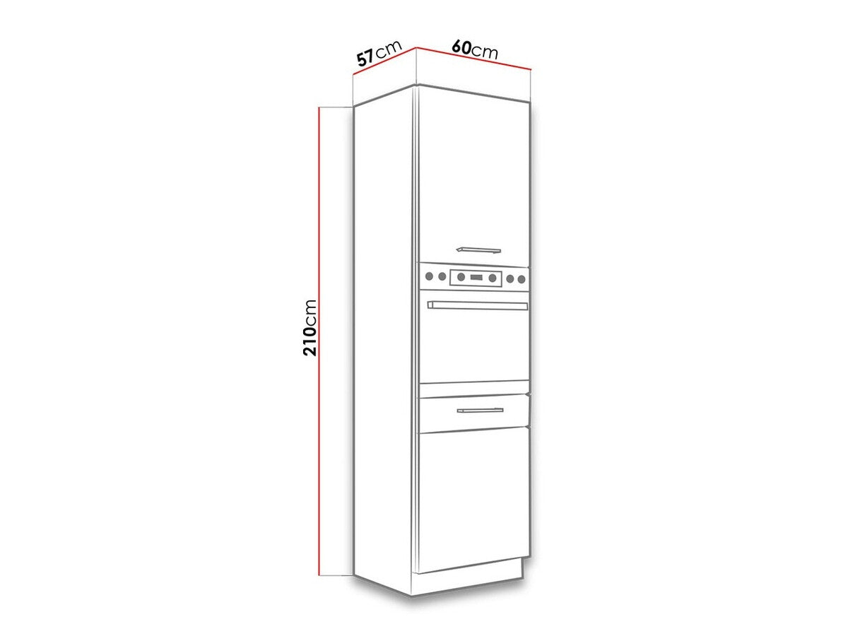 Moduláris szekrény beépített készülékekhez Faline 60 DP-210 2F (Vigo), Szín: Lándzsa tölgy + Matera szürke