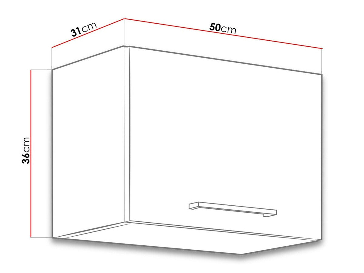 Moduláris fali szekrény Faline 50 GU-36 1F (Vigo), Szín: Lándzsa tölgy + Matera szürke