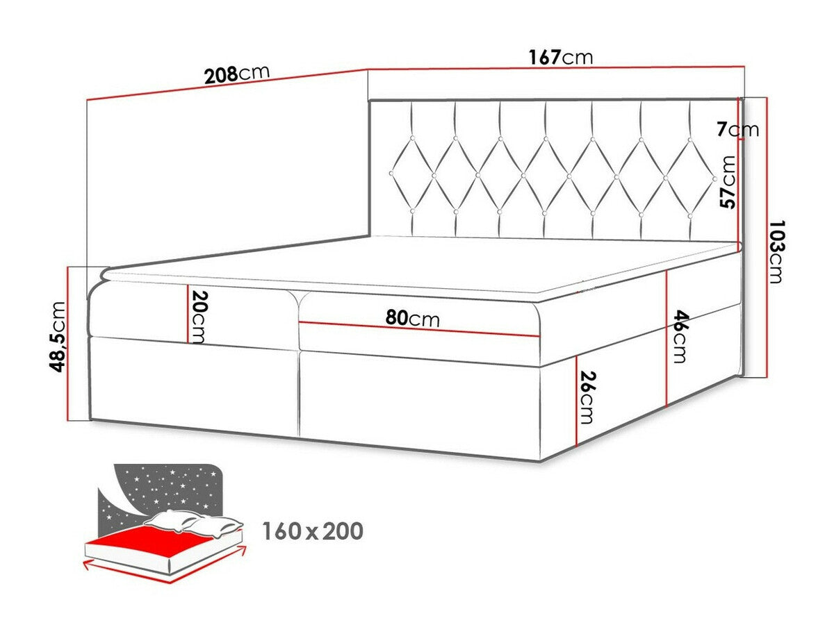 Kontinentális ágy SKY (Colzone), Szín: Mikrofaza 14, Alvó felület mérete: 160 x 200 cm
