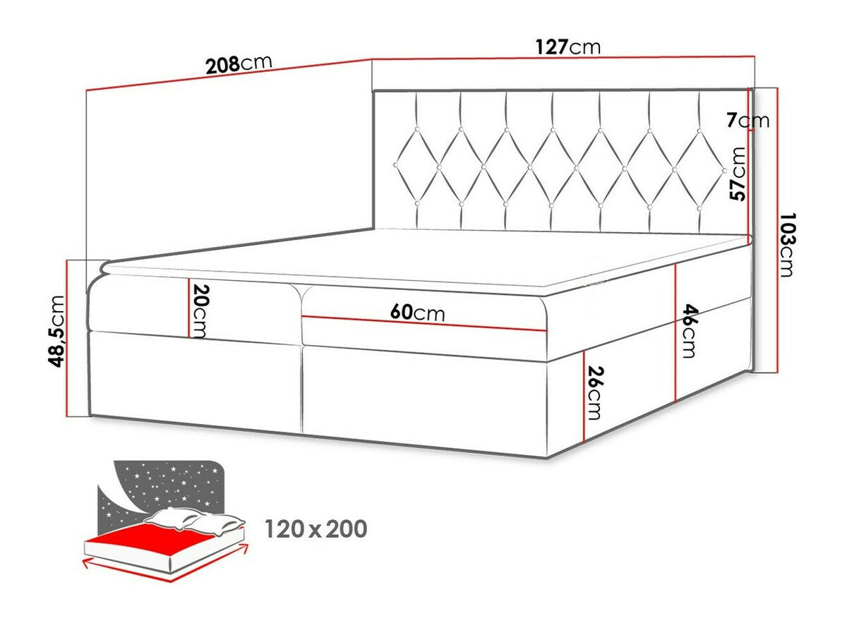 Kontinentális ágy SKY (Colzone), Szín: Mikrofaza 15, Alvó felület mérete: 120 x 200 cm