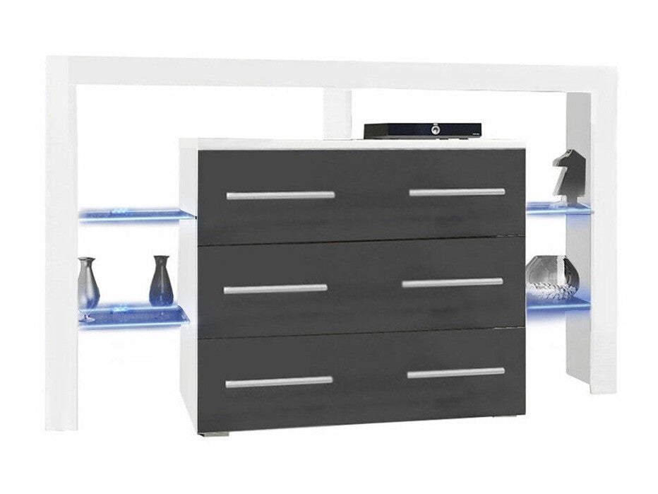 Komód RIVA Plus (Ravido Plus), Szín: Fehér + Fényes szürke