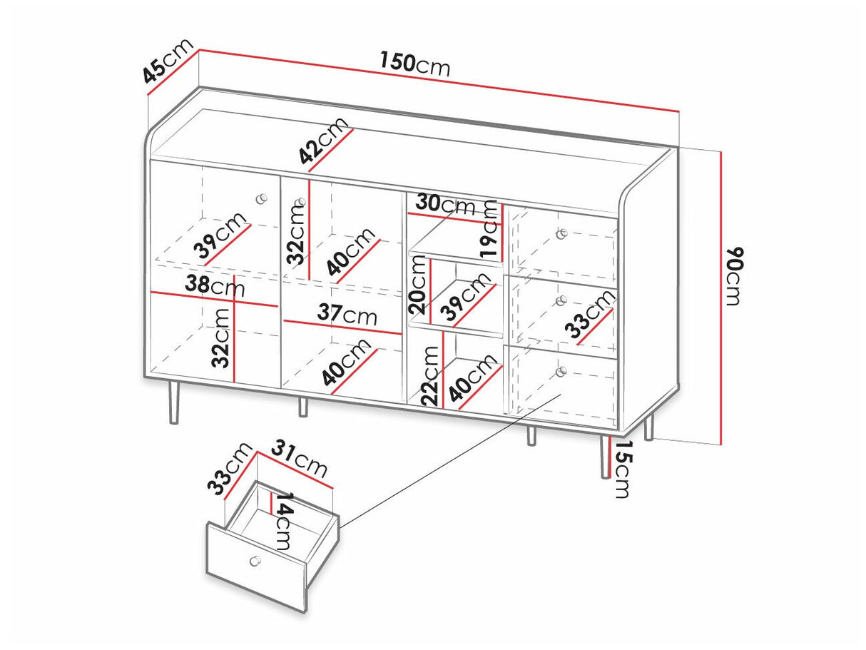 Komód K2D3SZ VASINA VS-01 (Peczo PC01)
