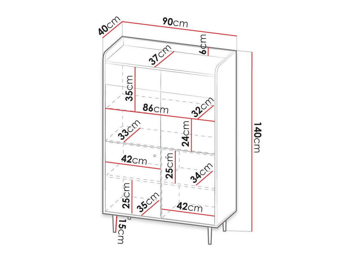 Könyvespolc WIT90 VASINA VS-10 (Peczo PC10), Led világítás: Igen fehér