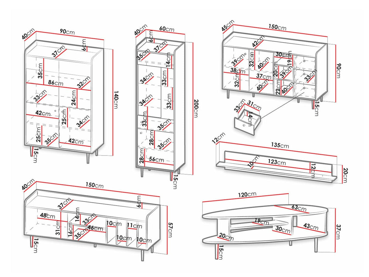 Nappali szett VASINA I (Peczo I), Led világítás: Igen fehér