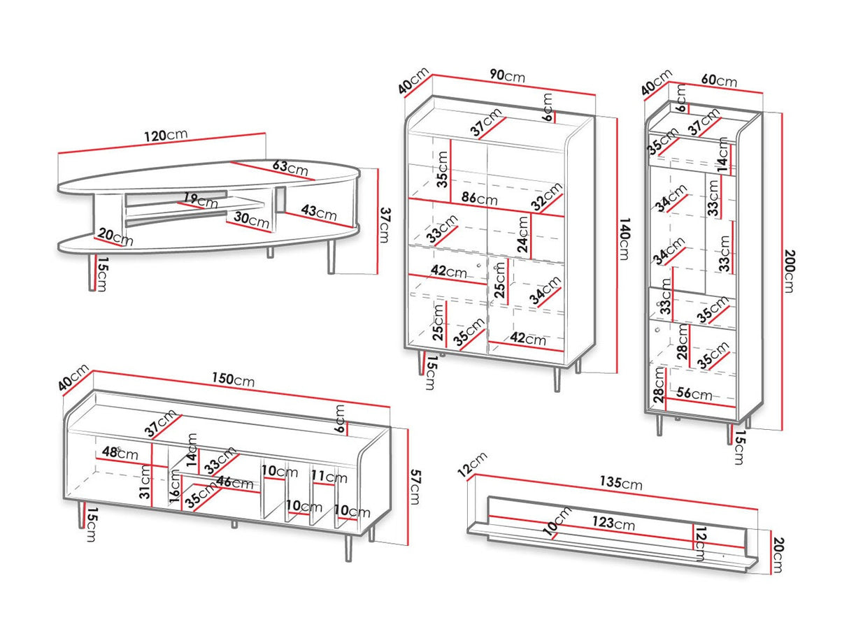 Nappali szett VASINA III (Peczo III), Led világítás: Igen fehér