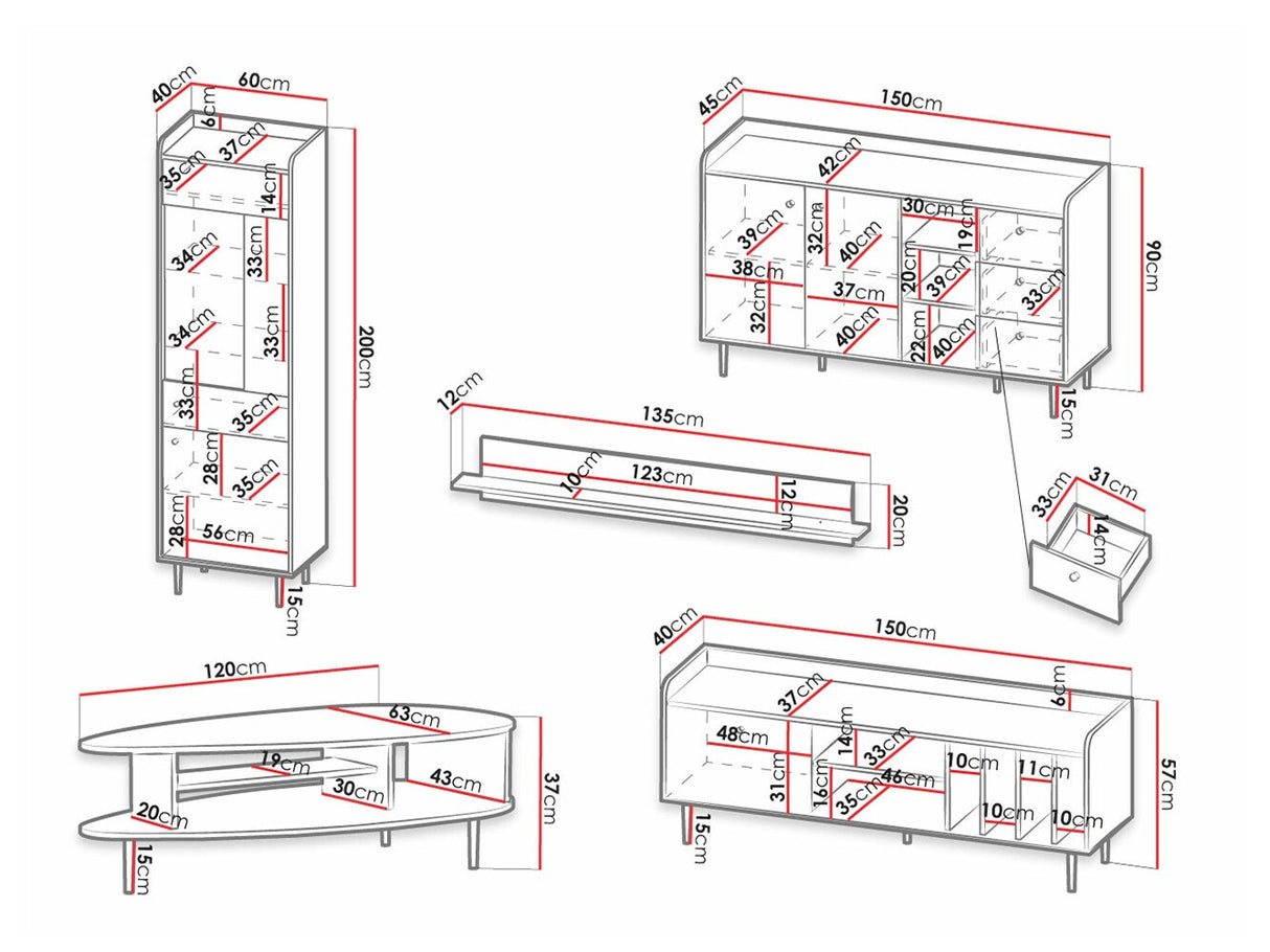 Nappali szett VASINA IV (Peczo IV), Led világítás: Igen fehér