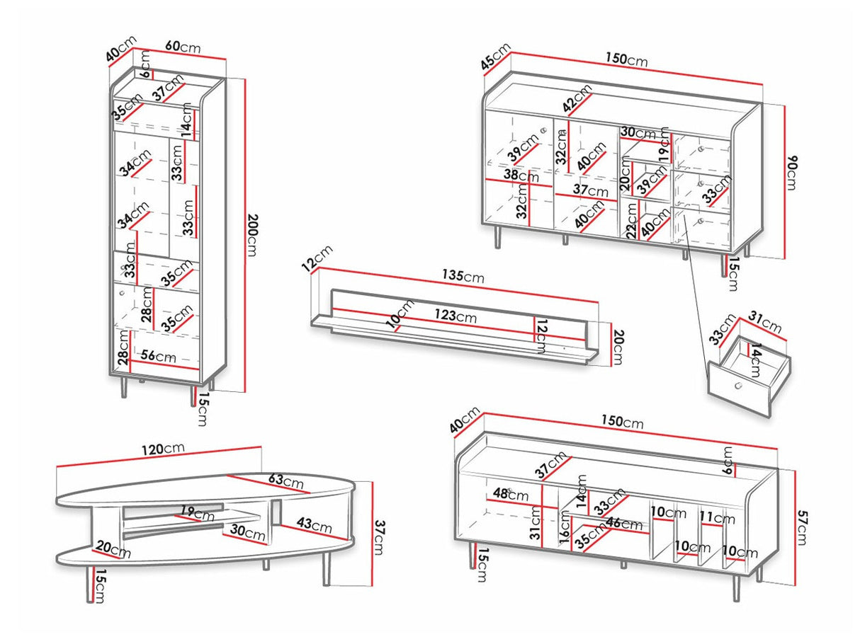 Nappali szett VASINA IV (Peczo IV), Led világítás: Ez kék