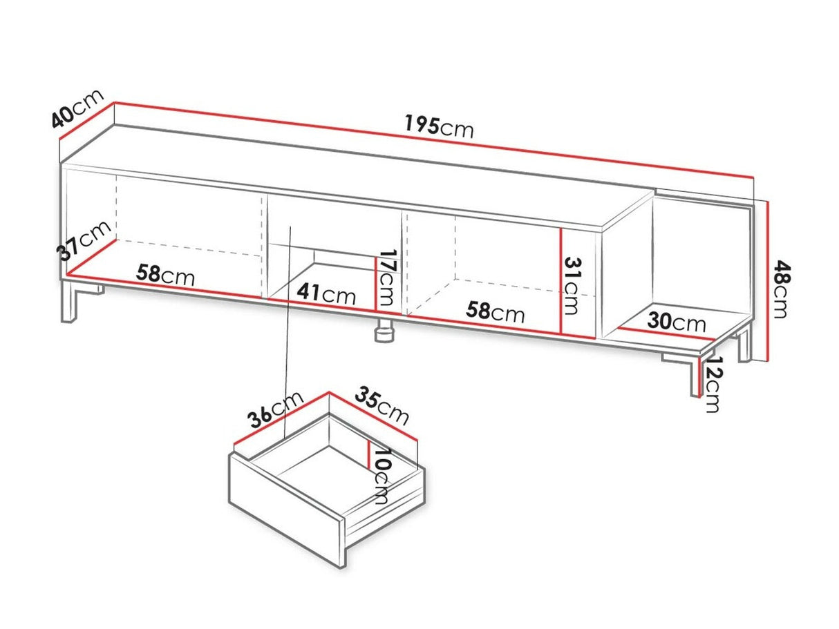 TV-állvány RTv MARMO 2D1S1K (Sopeleto 2D1S1K) Szín: Fekete + Fekete márvány