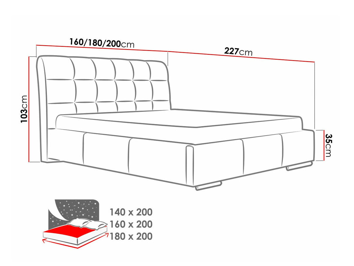 Ágy Amber (Pilatus), Szín: Spirit 13, Alvó felület mérete: 140 x 200 cm
