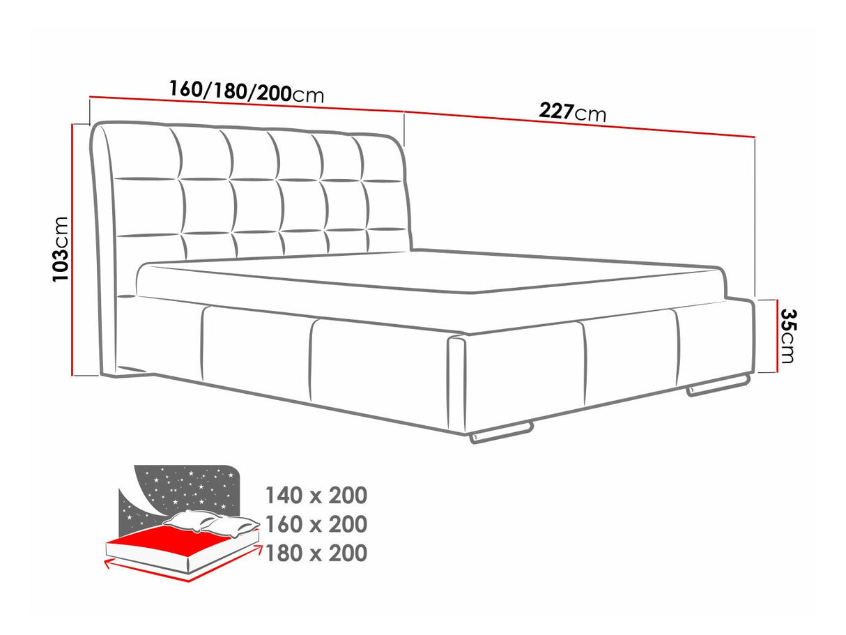 Ágy Amber (Pilatus), Szín: Spirit 13, Alvó felület mérete: 180 x 200 cm