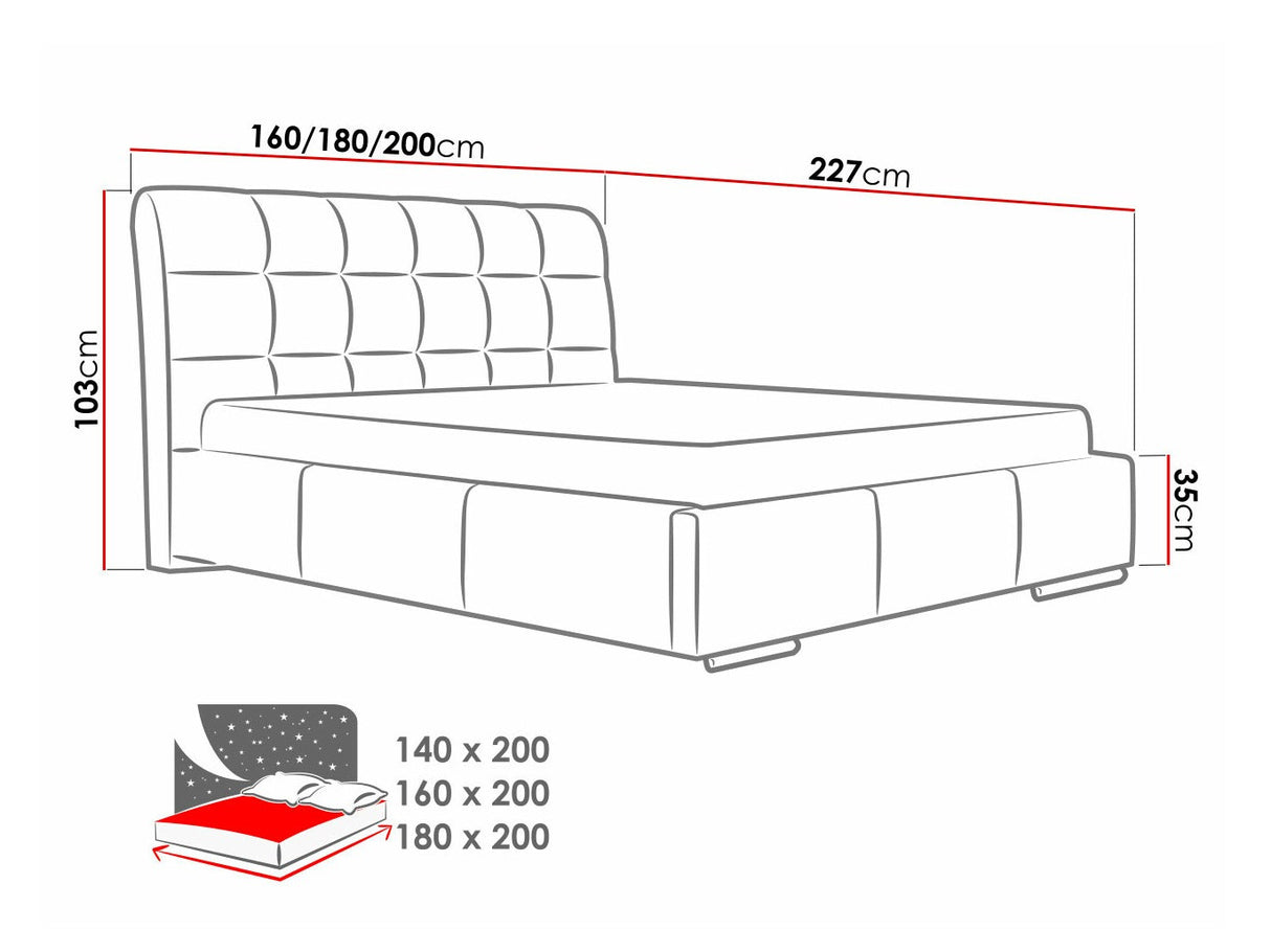Ágy Amber (Pilatus), Szín: Ikar 09, Alvó felület mérete: 160 x 200 cm