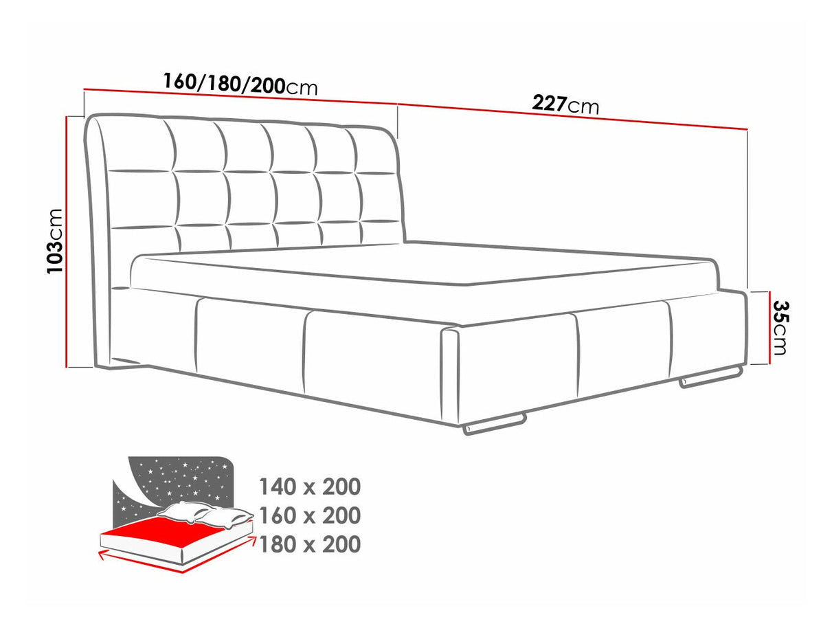 Ágy Amber (Pilatus), Szín: Ikar 09, Alvó felület mérete: 180 x 200 cm