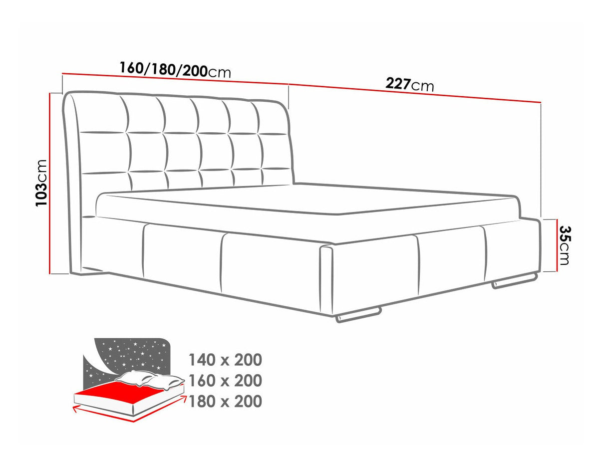 Ágy Amber (Pilatus), Szín: Soft 010, Alvó felület mérete: 180 x 200 cm