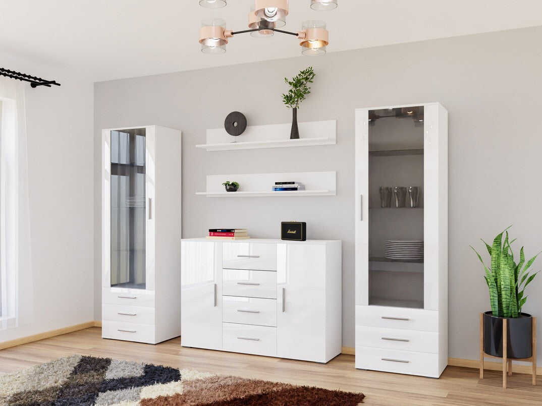 Nappali szett Soho III (Boho III), Szín: Fehér + Fényes fehér, Led világítás: Nem