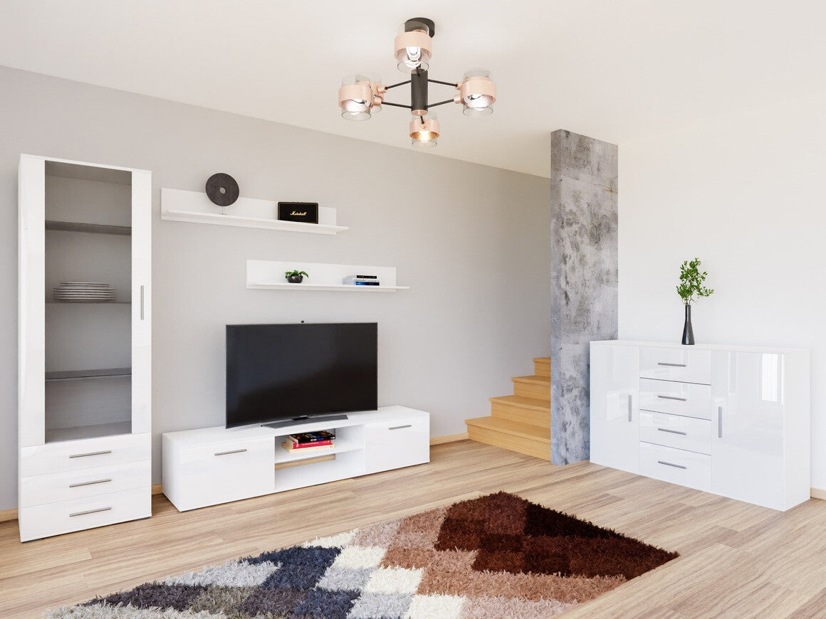 Nappali szett Soho II (Boho II), Szín: Fehér + Fényes fehér, Led világítás: Nem