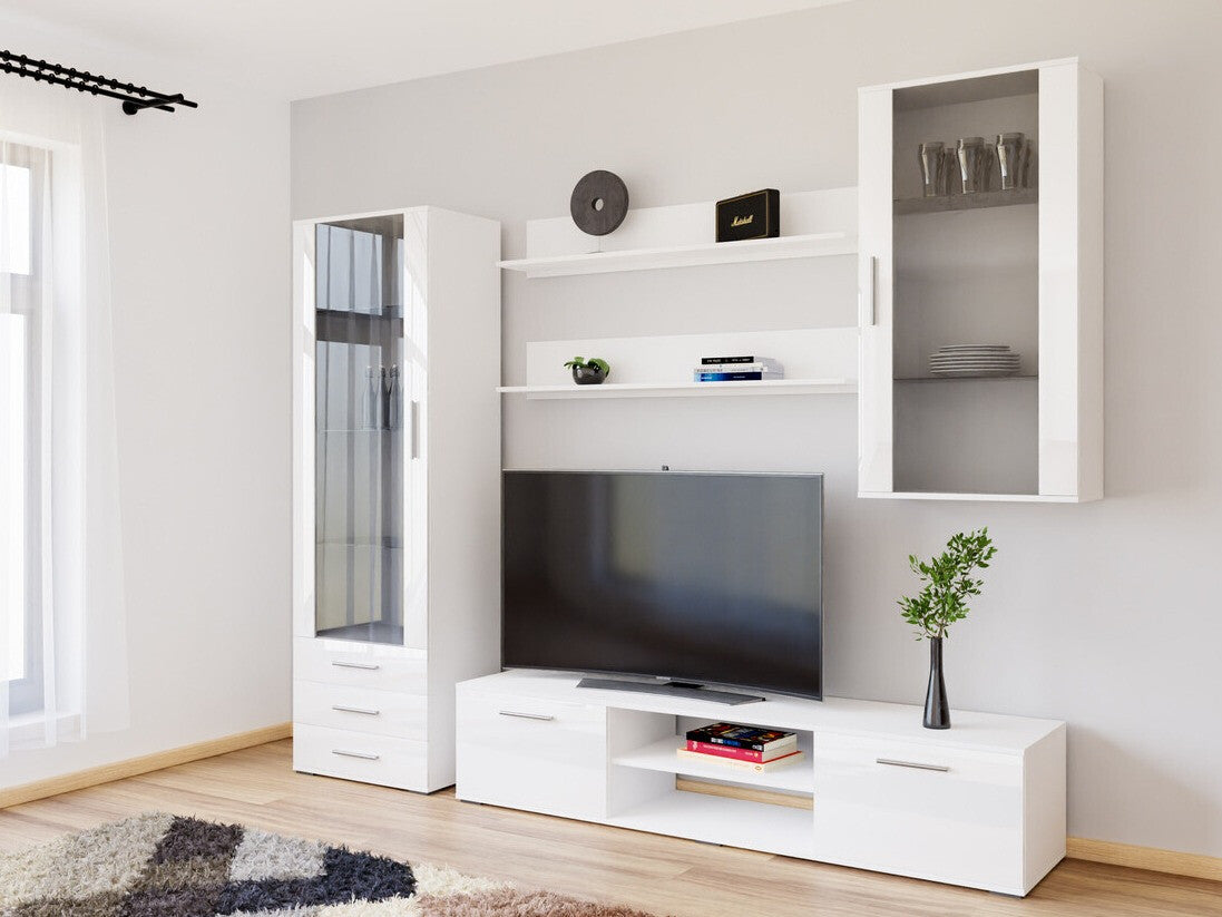 Nappali szett Soho VI (Boho VI), Szín: Fehér + Fényes fehér, Led világítás: Nem