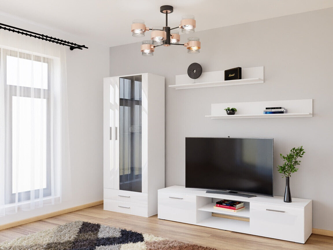 Nappali szett Soho VIII (Boho VIII), Szín: Fehér + Fényes fehér, Led világítás: Nem