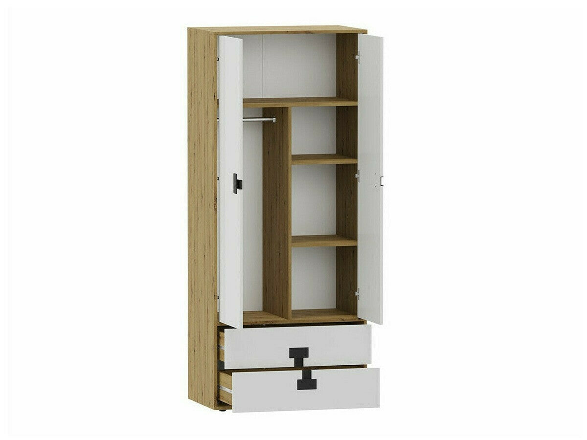 Gardróbszekrény 80 INDEX 01 (Tikrote), Szín: Fényes szürke + Artisan tölgy