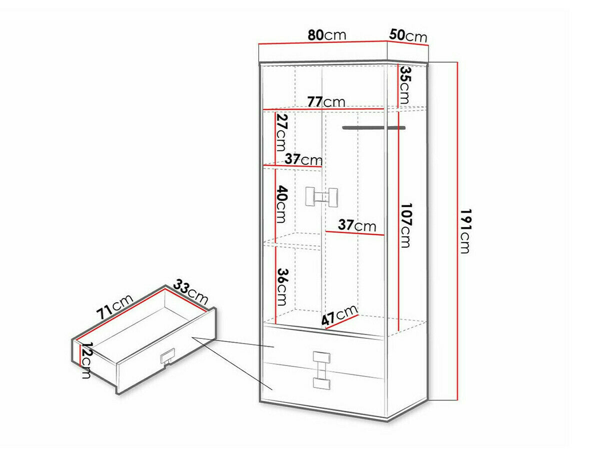 Gardróbszekrény 80 INDEX 01 (Tikrote), Szín: Artisan tölgy