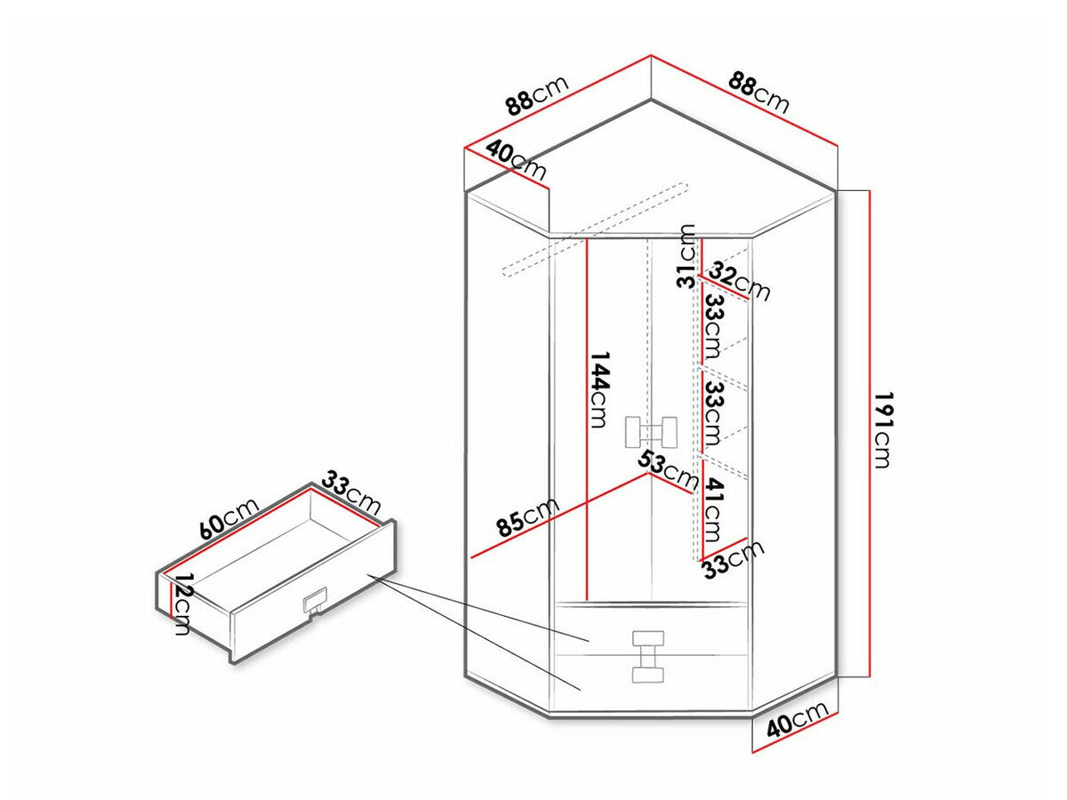 Sarokszekrény INDEX 02 (Tikrote), Szín: Artisan tölgy