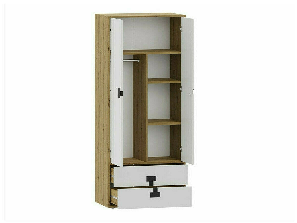 Gardróbszekrény 80 INDEX 01 (Tikrote), Szín: Fényes fehér + Artisan tölgy