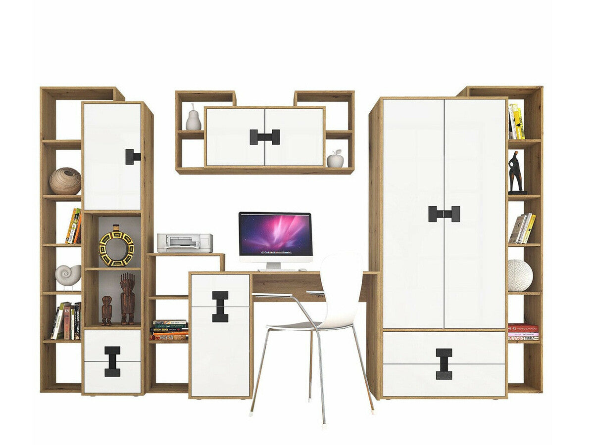 Irodai garnitúra INDEX I (Tikrote), Szín: Matt fehér + Artisan tölgy