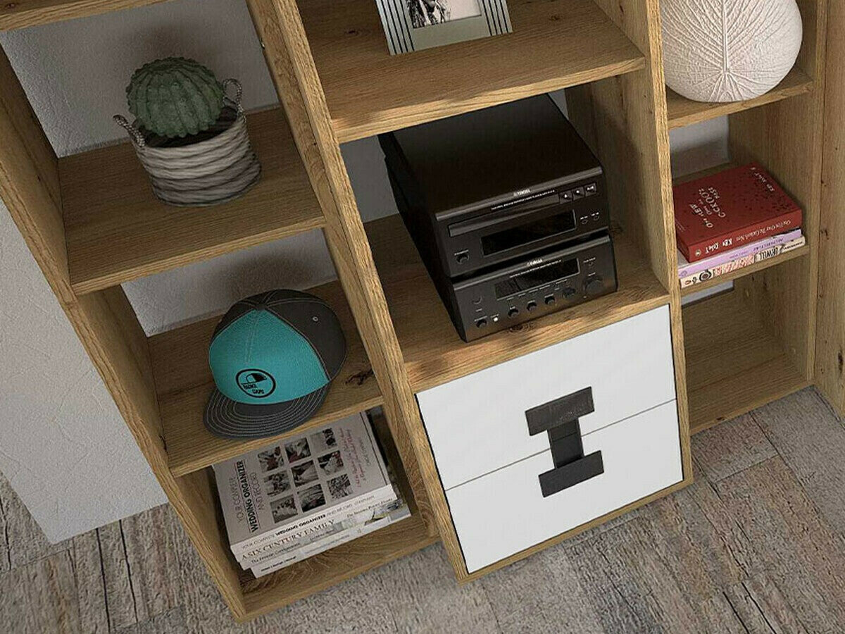 Irodai garnitúra INDEX I (Tikrote), Szín: Matt fehér + Artisan tölgy