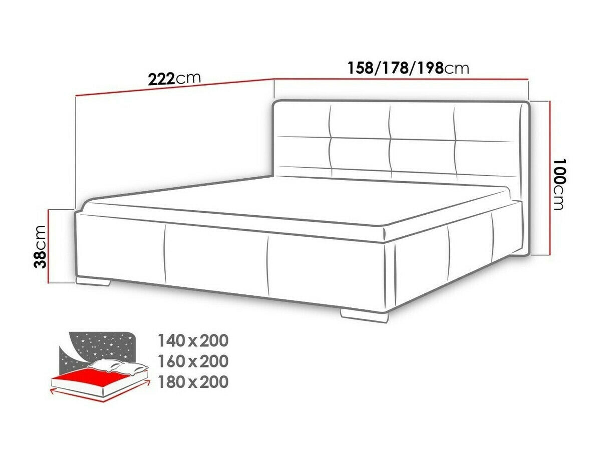 Ágy Lazio (Landron), Alvó felület mérete: 140 x 200 cm, Szín: Soft 029
