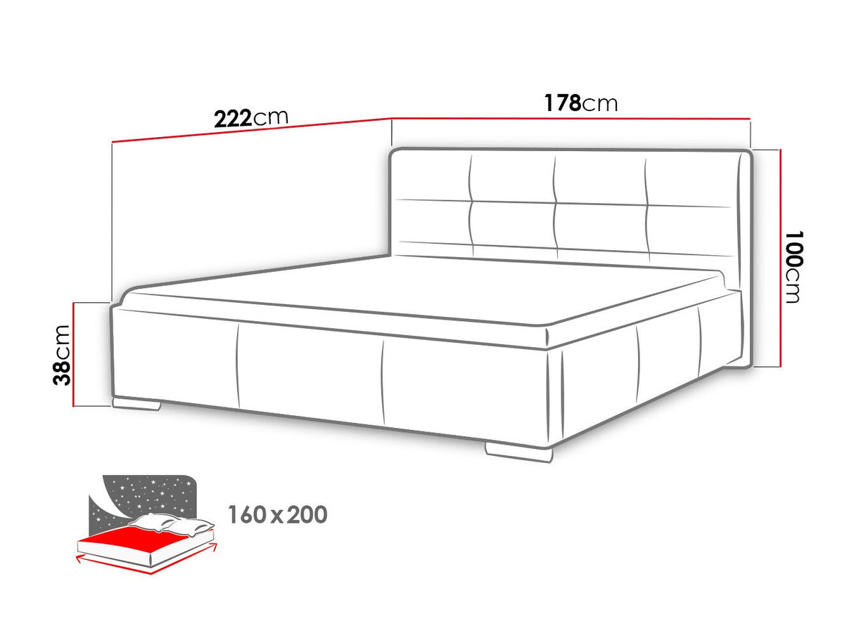 Ágy Lazio (Landron), Alvó felület mérete: 160 x 200 cm, Szín: Soft 033