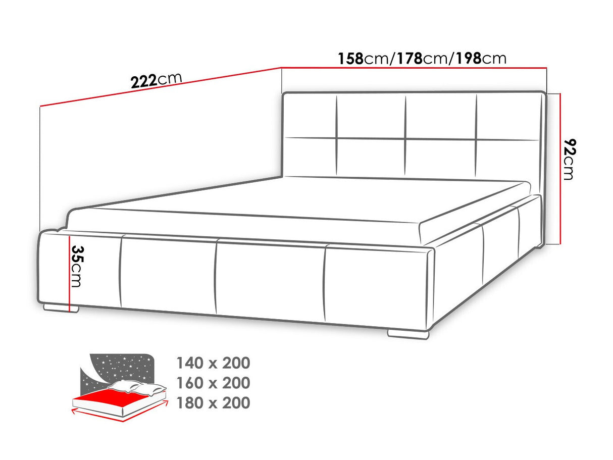 Ágy Marina (Alita), Alvó felület mérete: 140 x 200 cm, Szín: Ikar 09