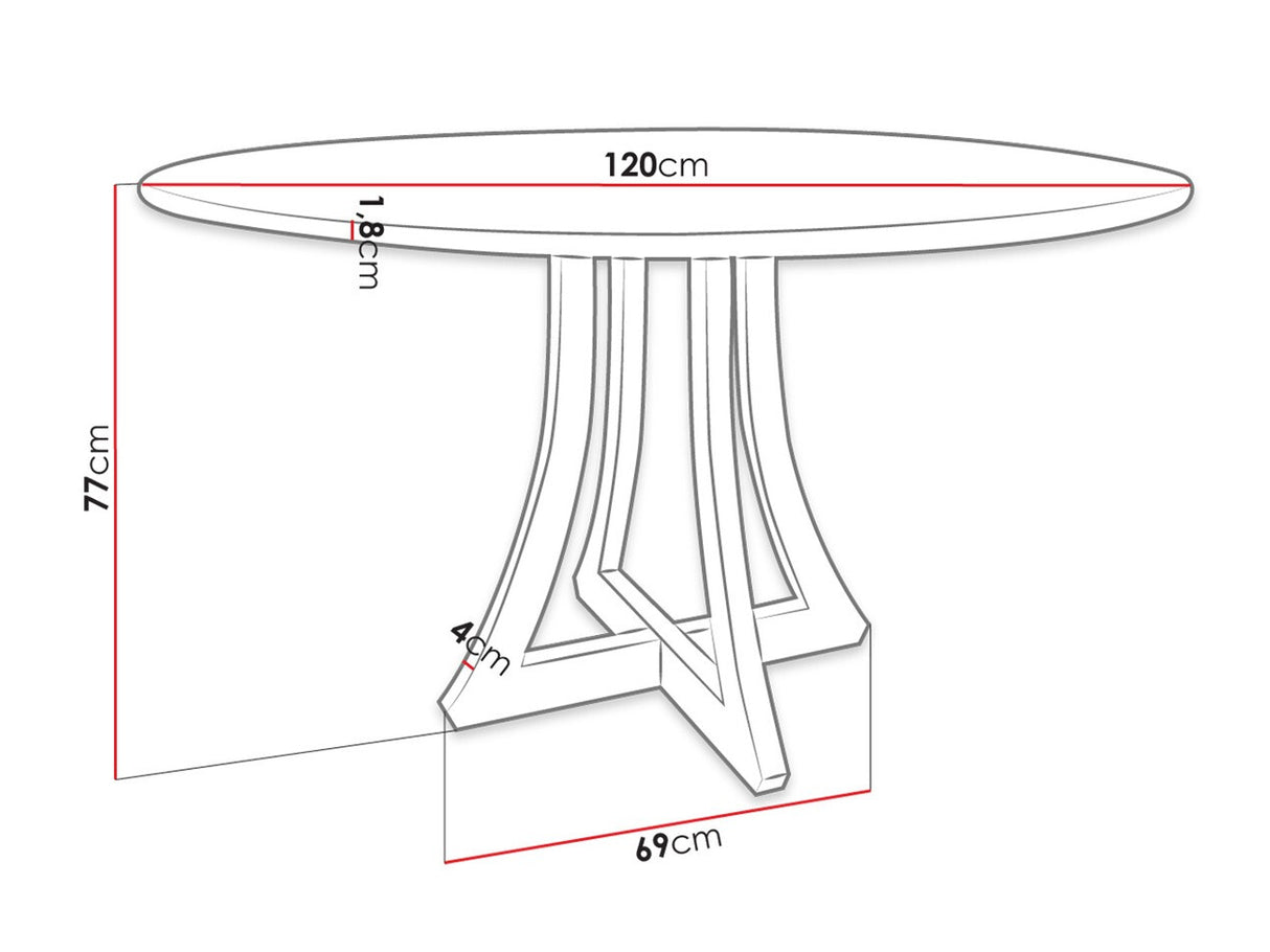 Asztal ORION FI 120 (Dagerto), Szín: Fényes fehér + Fekete