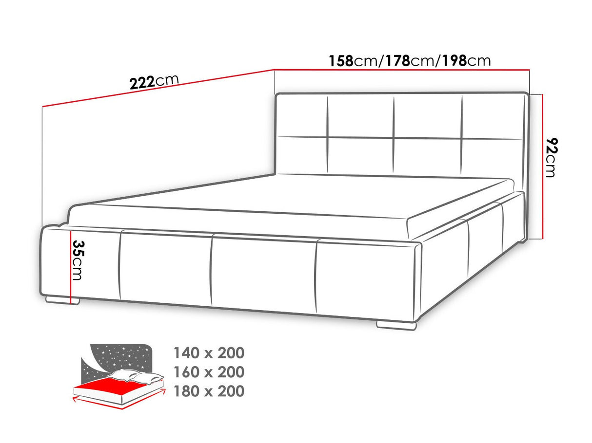 Ágy Marina (Alita), Alvó felület mérete: 160 x 200 cm, Szín: Ikar 09