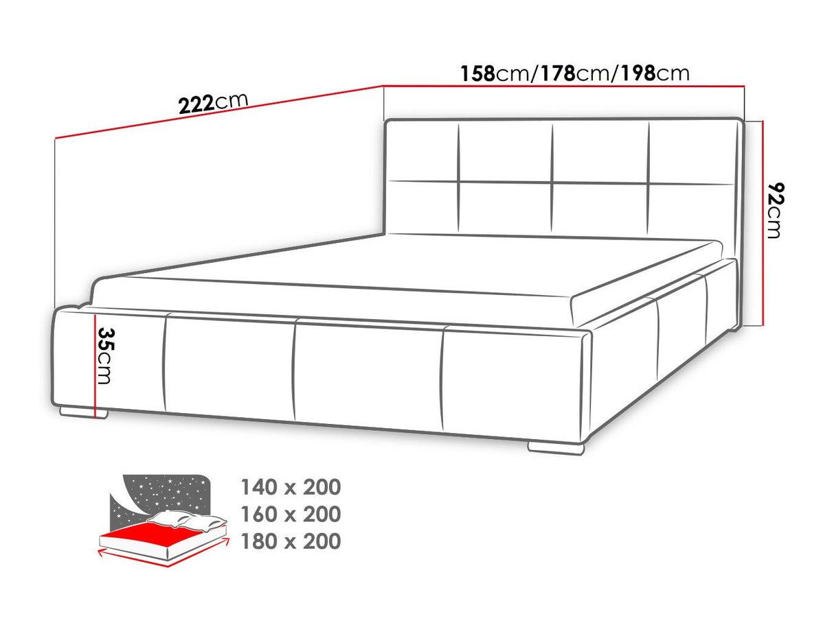Ágy Marina (Alita), Alvó felület mérete: 160 x 200 cm, Szín: Ikar 05