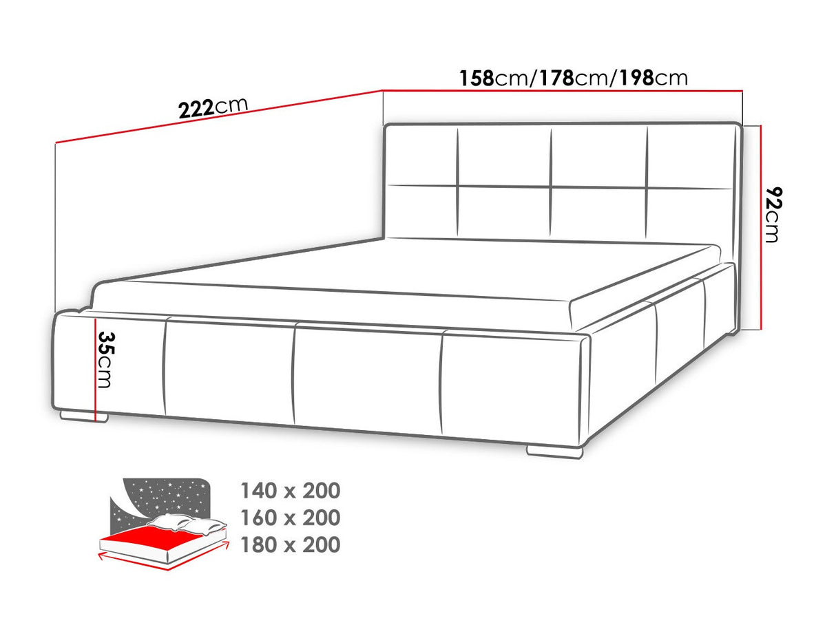 Ágy Marina (Alita), Alvó felület mérete: 180 x 200 cm, Szín: Ikar 09