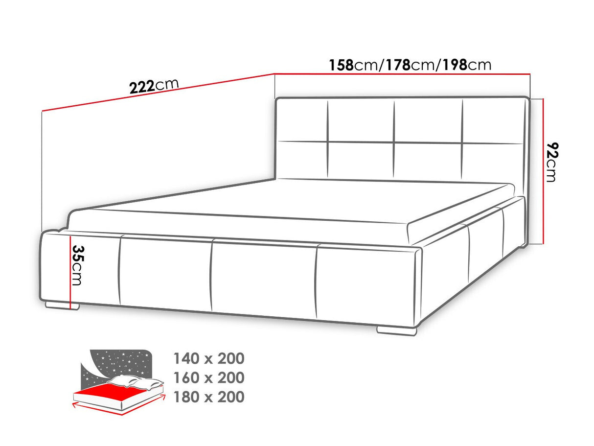 Ágy Marina (Alita), Alvó felület mérete: 180 x 200 cm, Szín: Ikar 05
