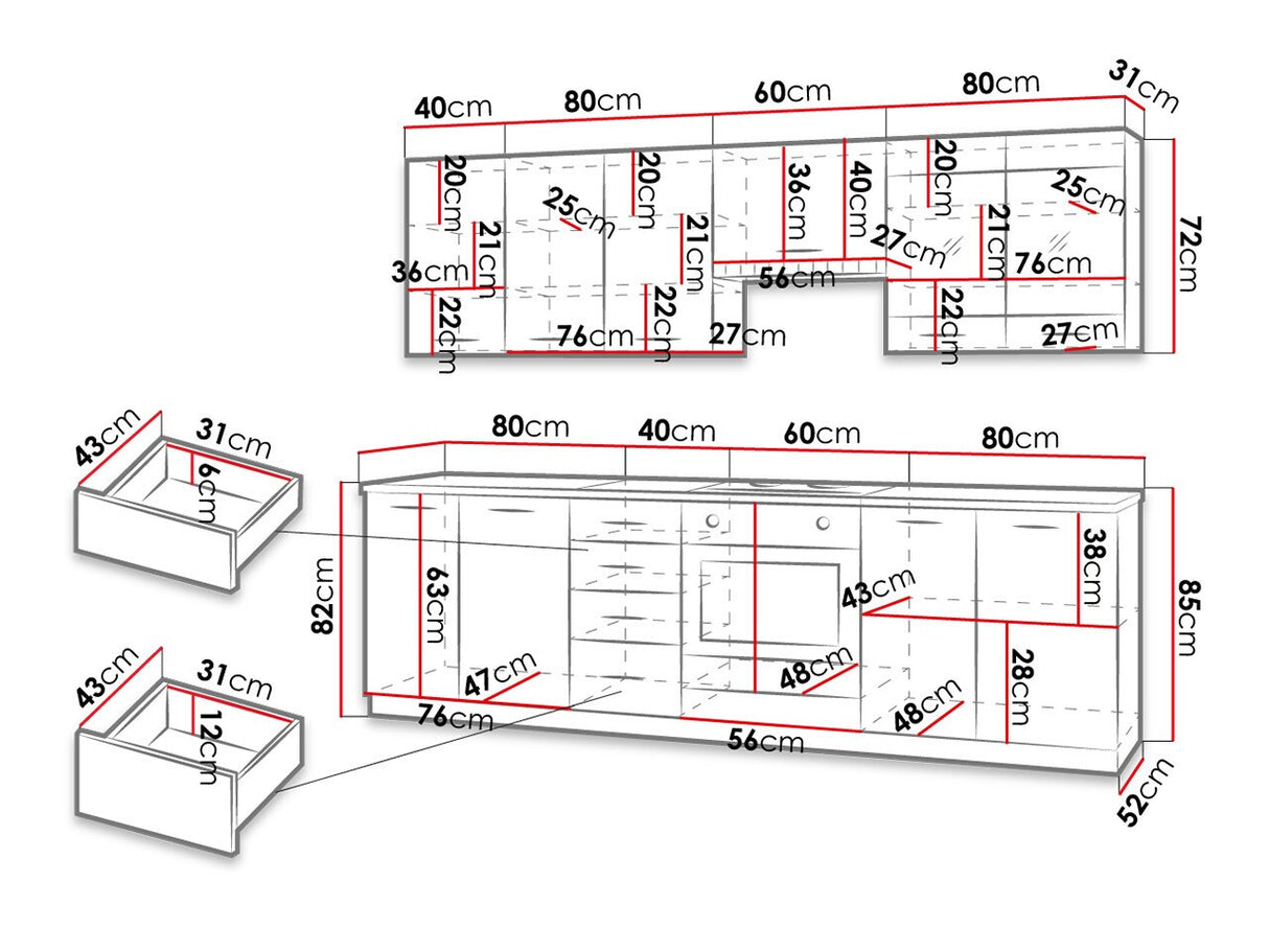 Konyhabútor CHAMONIX (Land260), Led világítás: Igen