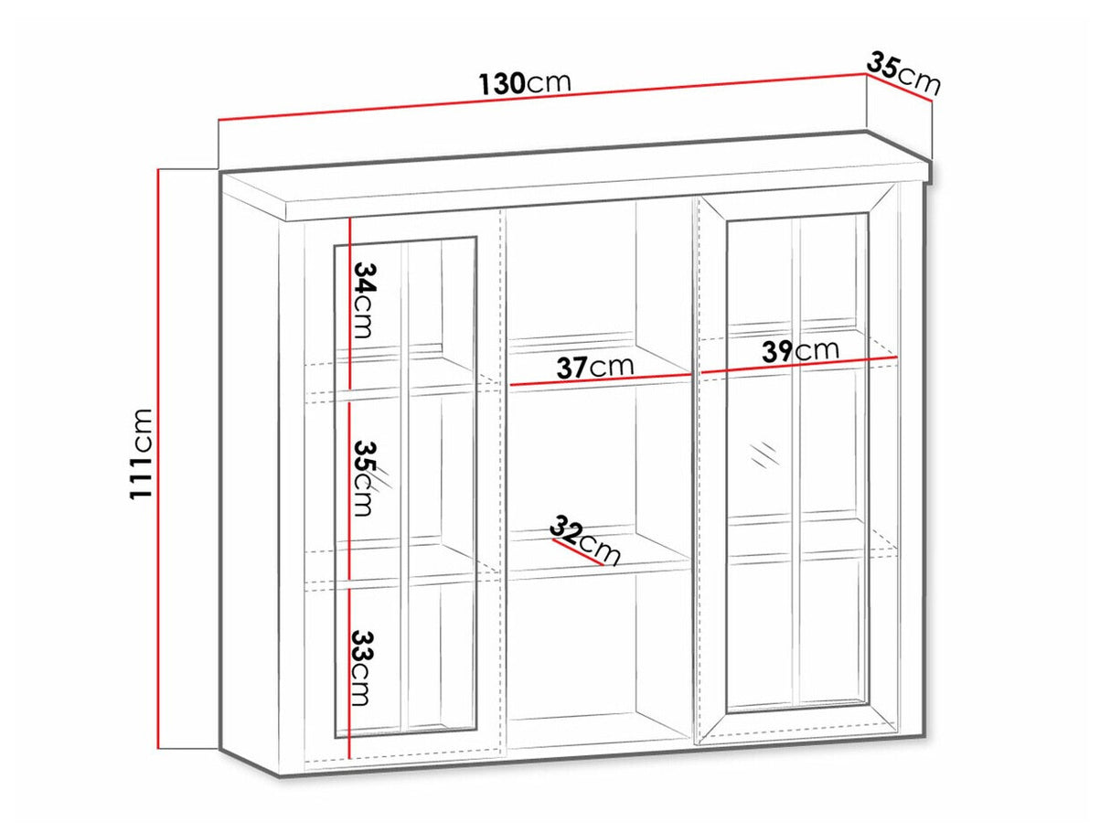 Szekrény Prowansja W2D 19 , Szín: Lefkas tölgy + Anderson fenyő, Led világítás: Igen