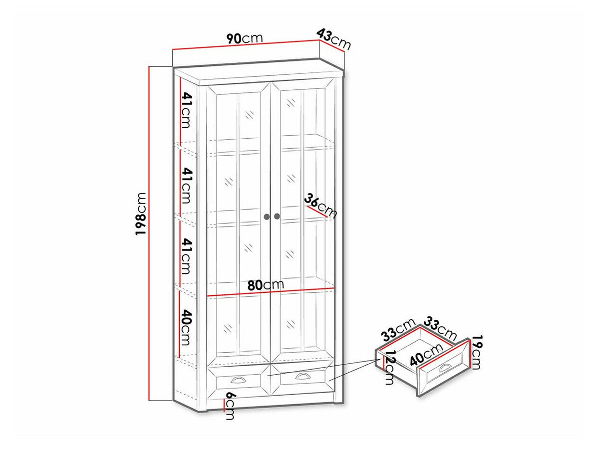 Könyvespolc Prowansja I W2S 20, Szín: Lefkas tölgy + Anderson fenyő, Led világítás: Igen