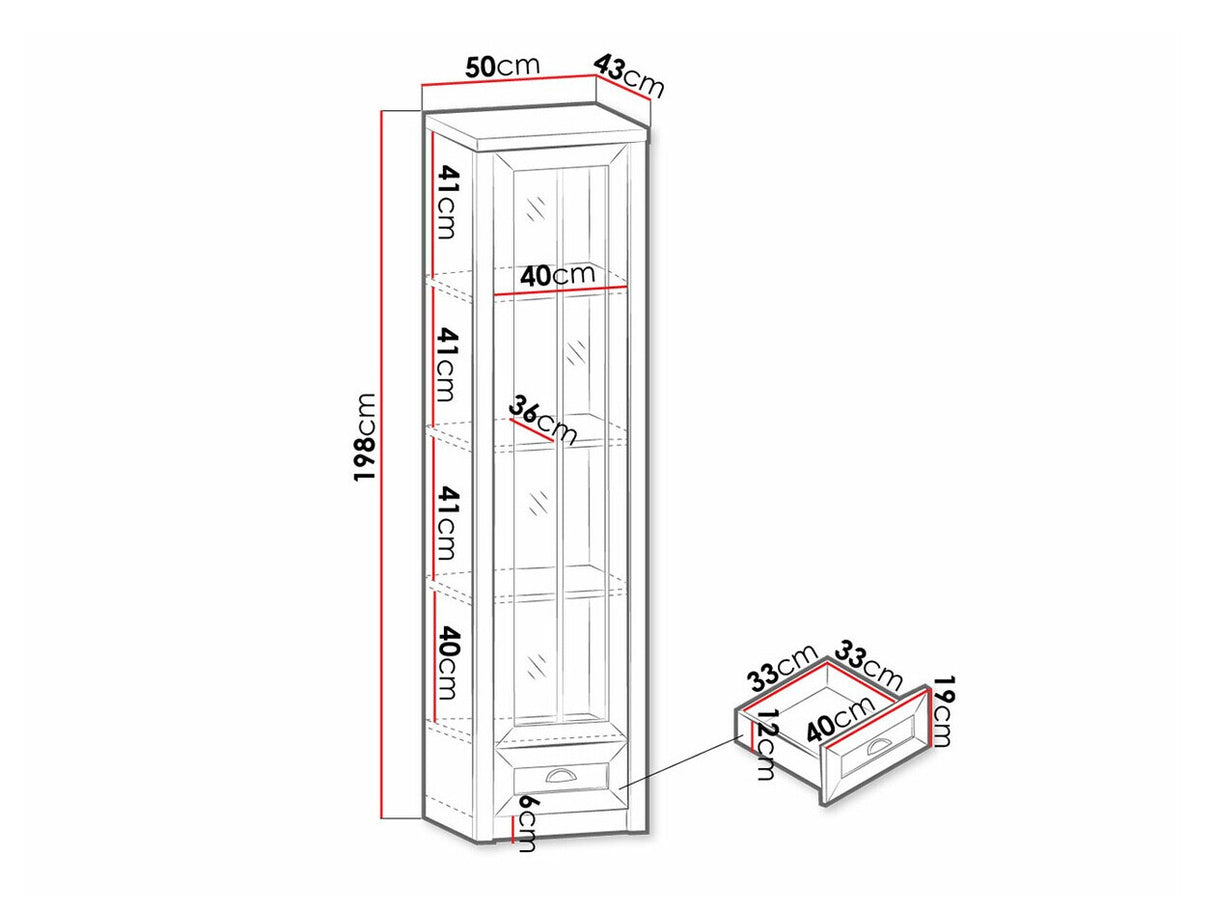 Könyvespolc Prowansja W1S 18, Szín: Lefkas tölgy + Anderson fenyő, Led világítás: Nem