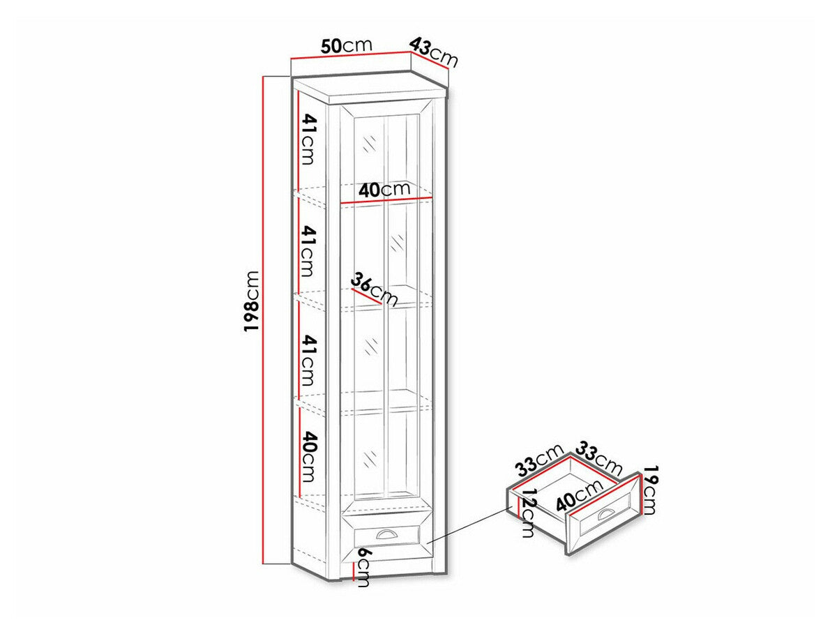 Könyvespolc Prowansja W1S 18, Szín: Lefkas tölgy + Anderson fenyő, Led világítás: Igen