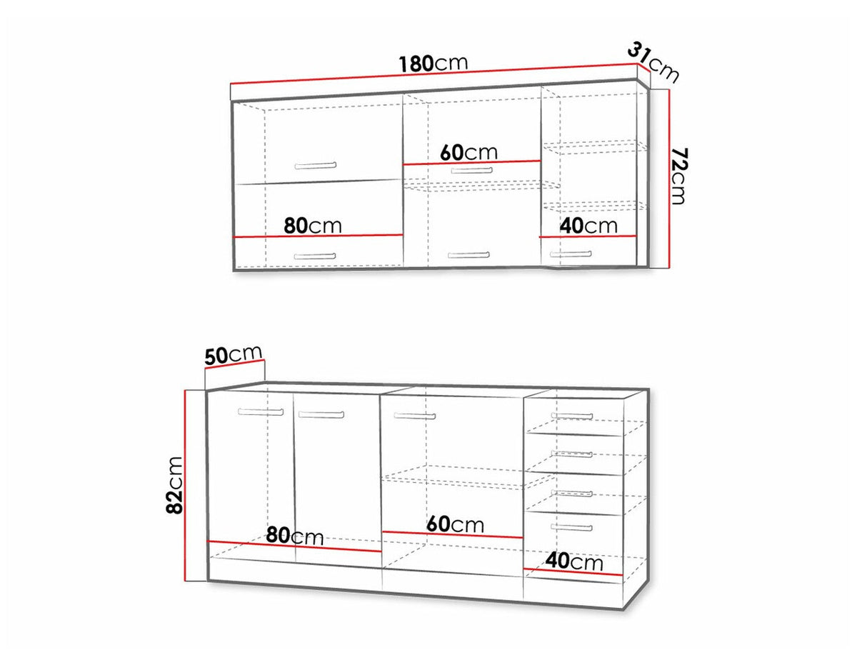 Moduláris konyha szett Multiline III, Szín: Szürke + Fényes krém, Munkalap: Nem, Led világítás: Nem