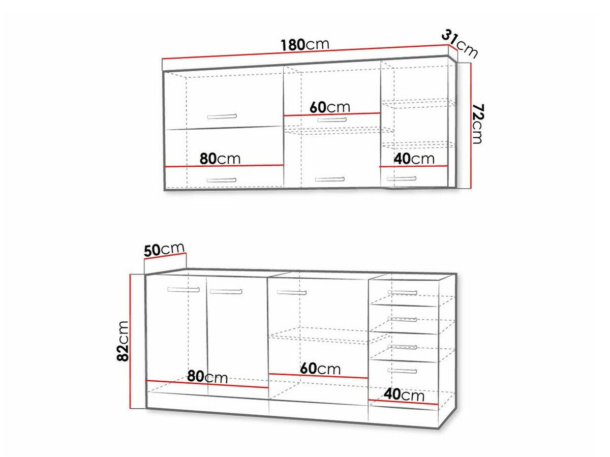 Moduláris konyha szett Multiline III, Szín: Szürke + Fényes krém, Munkalap: Igen, Led világítás: Igen